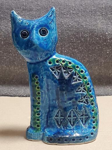 美品 FLAVIA BITOSSI フラビア ビトッシ イタリア製 青い猫 ネコ 置物 インテリア オブジェ 陶器 雑貨