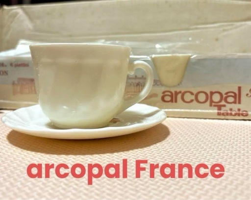 arcopal FRANCEティーカップとソーサー 6客セット ホワイト 陶器