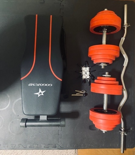 アイロテックダンベル60kg EZバー　インクラインベンチ　※希望される方には懸垂機　チューブ付きフルセット