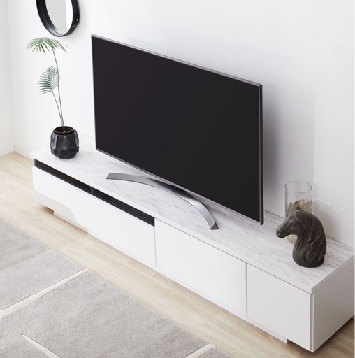 ロウヤ　テレビボード　幅200センチ　大理石柄