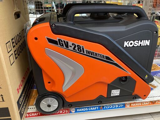 工進 GV-28i 発電機 連続運転時間 4.1~9.4時間 燃料.レギュラーガソリン 定期出力 キャリー付きで移動がラクラク