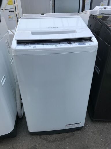 【FU1128】★日立 全自動洗濯機 ビートウォッシュ 洗濯容量7kg 洗剤セレクト 大流量ナイアガラビート洗浄 BW-V70E W ホワイト 大容量 大家族 ファミリー向け 家電 生活家電 おしゃれ 簡易クリーニング済 堺市 【ジャングルジャングル深井店】