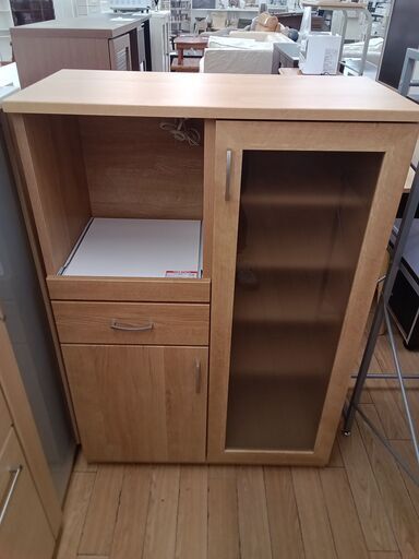 ★ジモティ割あり★ NITORI レンジ台 ナチュラル H115×D40.5×W80 クリーニング済み TK3241