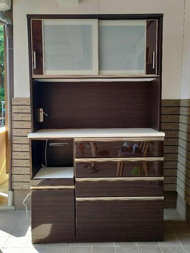 キッチンボード【ポスティア120KBDBR】ニトリ高級家具 収納 水屋 食器棚 中古家具【熊本県内配達設置無料】