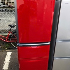 北九州市内配送設置無料　保証付き 三菱 【右開き】335L 3ドアノンフロン冷蔵庫 エディオンオリジナル イタリアンレッド MR-C34EZ-R