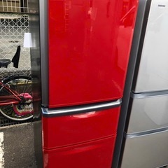 北九州市内配送設置無料　保証付き 三菱 【右開き】335L 3ドアノンフロン冷蔵庫 エディオンオリジナル イタリアンレッド MR-C34EZ-R