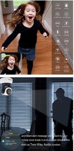 ネットワークカメラ WiFi 防犯カメラ ベビーモニター GENBOLT ワイヤレス 監視カメラ 200万画素 遠隔監視 介護 ペット 留守番 見守りカメラ セキ