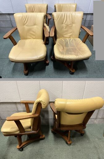 大丸木工 木製 4人掛 ダイニングテーブル イス4脚セット 回転チェア