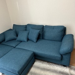 「お取引者決定 」3人がけソファー　足置き自由に組み替え　クッション付き