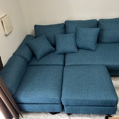 お取引者決定 」3人がけソファー 足置き自由に組み替え クッション付き