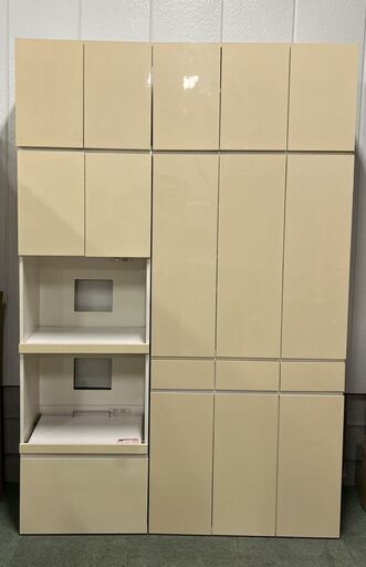 ニッセン 大型 食器棚 キッチンボード レンジボード 大容量 転倒防止金具付 幅151cm×奥行40cm×高さ227cm