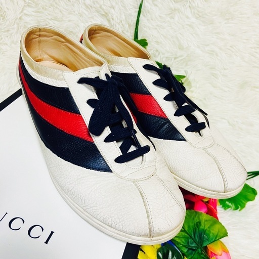 27.5cm●箱付き●GUCCI●グッチ●スニーカー●シェリーライン●本革レザー●蜂●ハチ刺繍●メンズ● 483266●