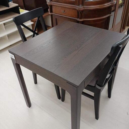 ★ジモティ割あり★ 伸縮ダイニング３点セット　IKEA　DBR　 (H)75× (W)80× (D)70【joh 2781】
