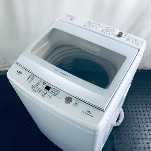 ID:sc12507 アクア AQUA 洗濯機 一人暮らし 大きめ 中古 2022年製 全自動洗濯機 7.0kg ホワイト 送風 乾燥機能付き AQW-S7M(W)  【リユース品：状態B】【送料無料】【設置費用無料】