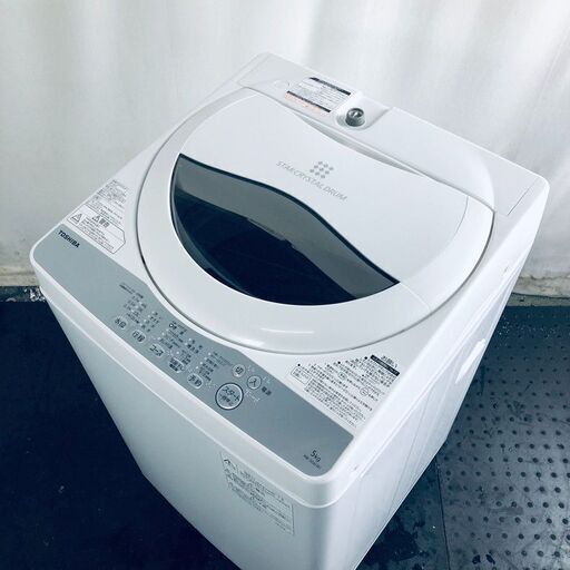 ID:sd25685 東芝 TOSHIBA 洗濯機 一人暮らし 中古 2018年製 全自動洗濯機 5.0kg ホワイト 送風 乾燥機能付き AW-5G6(W)  【リユース品：状態A】【送料無料】【設置費用無料】