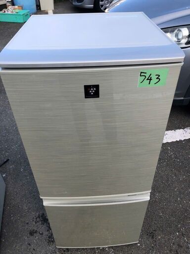 北九州市内配送設置無料✨NO 543　シャープ SHARP プラズマクラスター搭載冷蔵庫 (137L・つけかえどっちもドア) 2ドア ゴールド系 SJ-PD14X-N