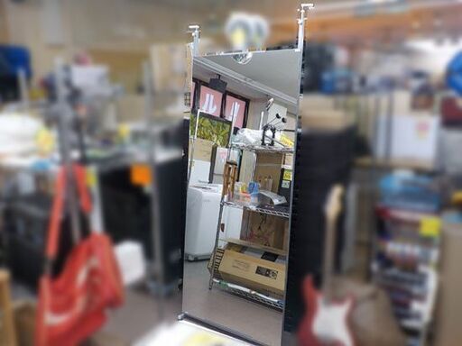 全身ミラー 鏡 姿見 突っ張り式  大型ミラー 壁面ワイドミラー ダンスミラー パーテーション 大型鏡 幅80×高さ180㎝ 西岡店