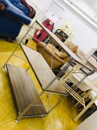 無印良品　ステンレスユニットシェルフ　ウォールナット材　棚セット