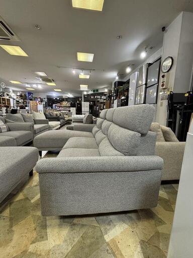 ②KAFIS カフィス ヘッドレスト3Pソファ 座って右カウチ グレー ソファ