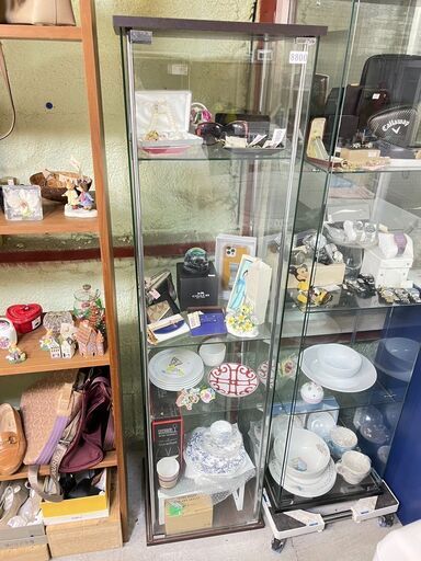 送料無料・設置無料有りガラスキャビネット 飾り棚 ショーケース 中古収納家具
