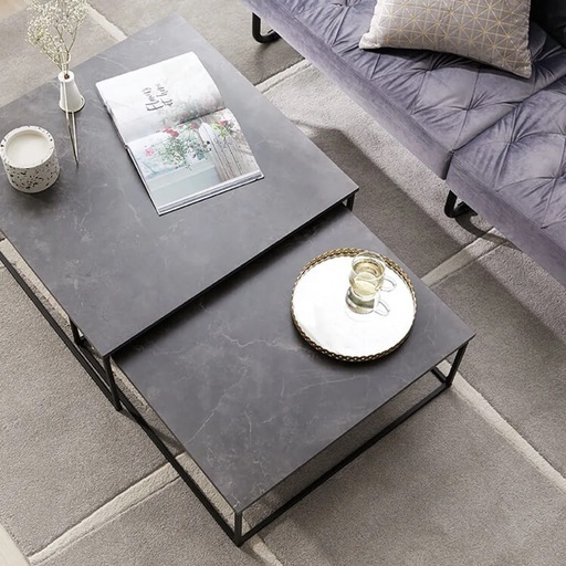 【vazu】LOWYA ローテーブル ネストテーブル 大理石柄 正方形 LOWYAリビングテーブル ローテーブル ネストテーブル ローデスク