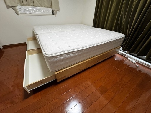 IKEA MANDAL シングルベッド　収納付き 引き出し付き マンダール MANDAL マンダール ベッドフレーム 収納付き, バーチ, ホワイト