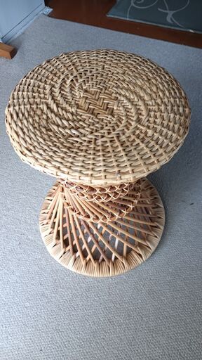 ラタン　籐　スツール　昭和レトロ　ヴィンテージ　古家具