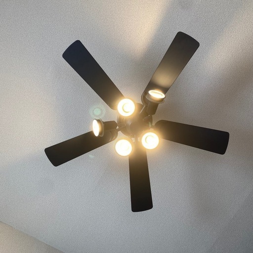 オーデリック シーリングファン(LED25W・電球色) 5枚羽根 リモコン付き