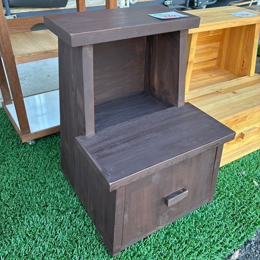 昭和レトロ 格納式 3段 木製階段脚立 踏み台 ステップスツール 飾り棚