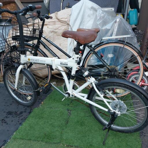 ２０インチ折り畳み式自転車ホワイト×ブラック