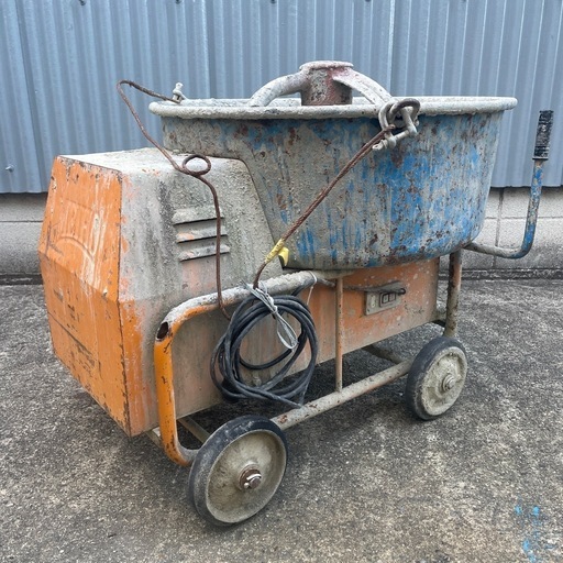 コンクリートミキサー 中古品 動作確認済み MEIHO 左官 モルタルミキサー 電動 車輪付き
