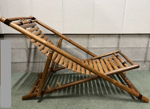 アジアン家具 バンブー デッキチェア 3段階 リクライニング 折りたたみ 幅65cm×奥行115cm×高さ76cm