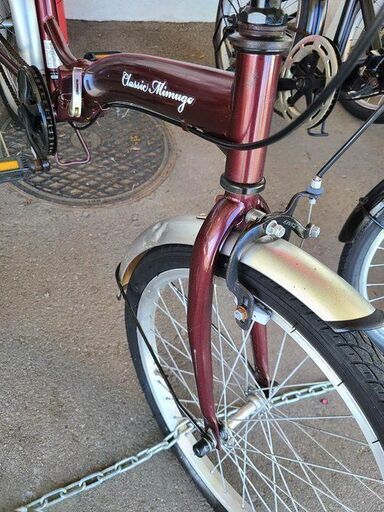 ★店頭にて試乗可★ J7838　Classic Mimugo　クラシックミムゴ　折りたたみ自転車　MG-CM20E　クラシックレッド　20インチ　簡易クリーニング済　【リユースのサカイ柏店】　 中古自転車 　流山市 中古自転車 松戸市 中古自転車 我孫子市 中古自転車 船橋市 中古自転車 守谷市 中古自転車 取手市 中古自転車 ☆店頭にて試乗可☆ J7838 Classic Mimugo クラシックミムゴ