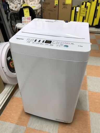 洗濯機 4.5kg ハイセンス HW-T45D 2020年製 W(幅)54×D(奥行き)54×H(高さ)88cm ※6ヶ月保証付き