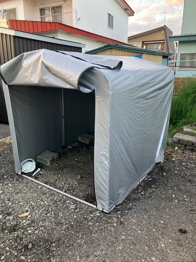 アルミサイクルハウス 簡易ガレージ 自転車置き場 バイク置場 物置 屋外 カバー 収納 (L)