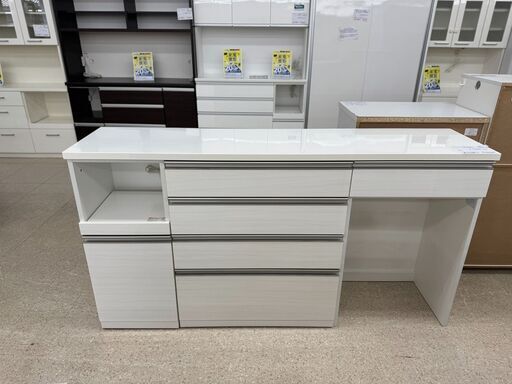 ★ジモティ割あり★  キッチンカウンター 白 H96×D42.5×W180 クリーニング済み TJ9065