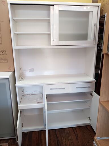 キッチンボード レンジボード 食器棚 白 鏡面 ホワイト サイズ（約）幅