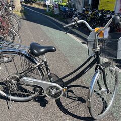 リサイクルショップどりーむ天保山店　No1424　自転車　ママチャリ　超美品　６段ギア付き　鍵付き　ハンドルロック付き　LEDオートライト付き　２７インチ
