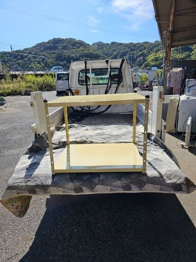 【お買い上げありがとうございました】スチールラック　２段　キャスターなし　金属　スチール製　サイズ約74cm×57cm高さ60cm　ged2