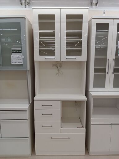 ★ジモティ割あり★  食器棚 ホワイト W75×D42×H210 クリーニング済み TC5389