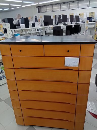 ★ジモティ割あり★ハイチェスト ブラック×オレンジ  H135×D47×W106 クリーニング済み TC1749
