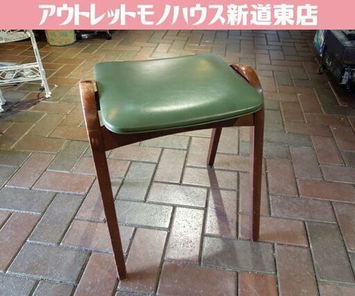 昭和レトロ 秋田木工 剣持勇 スタッキングスツール グリーン 赤ラベル 剣持スツール ヴィンテージ 曲木 椅子 札幌市 新道東店