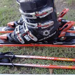 ①スキー 三点セット 板・ブーツ・ストック メンズ身長170cmくらい