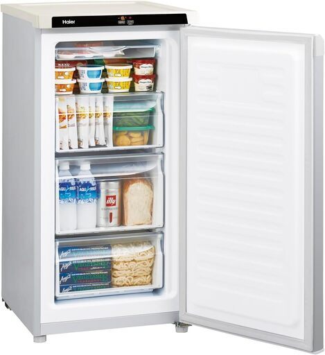 【美品】ハイアール(Haier) 102L 前開き式冷凍庫 JF-NU102D(W) 幅50cm×奥行55cm×高さ99cm 前面タッチ式操作パネル搭載 温度設定 急冷凍