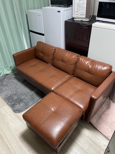 配送可能　3人掛け　レザーソファー