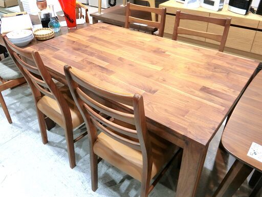 ★美品！★関家具 ウォールナット ダイニング5点セット ORZ オーズ 135 天然木 無垢【モノ市場東海店】