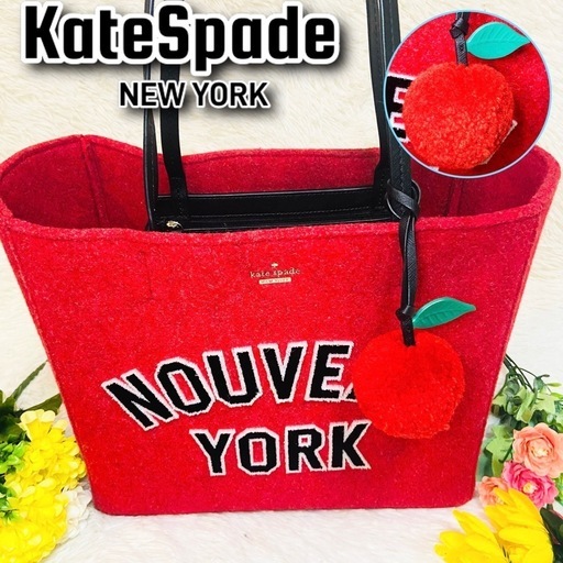 貴重●Kate Spade●ケイトスペード●トートバッグ●アップル●A4サイズ●ショルダーバッグ●肩がけ●レディース●赤色●リンゴ