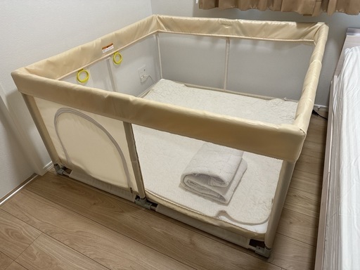 ベビーサークル 120x120x65cm 布団付き 防水シーツx2付き 工具不要組み立て