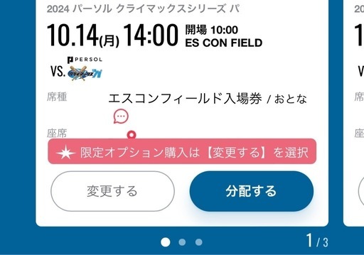エスコン 入場券 2枚あり