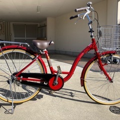 【数回のみ使用】自転車　シティサイクル　赤
